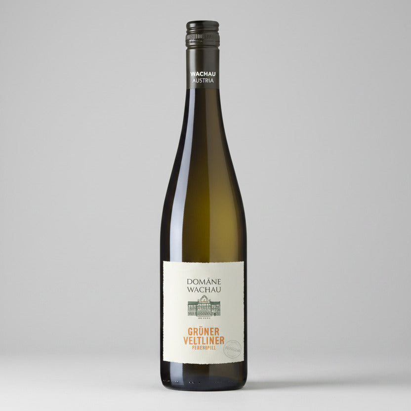 Wine bottle with a label on a white background