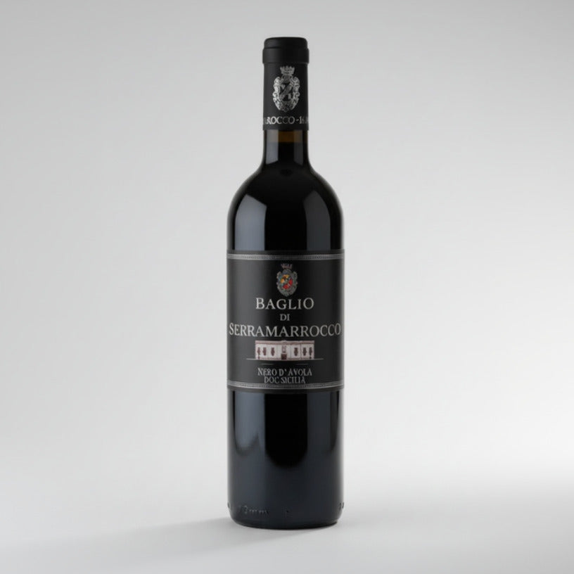 Wine bottle with label on a white background