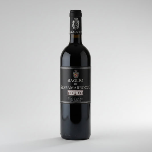 Wine bottle with label on a white background