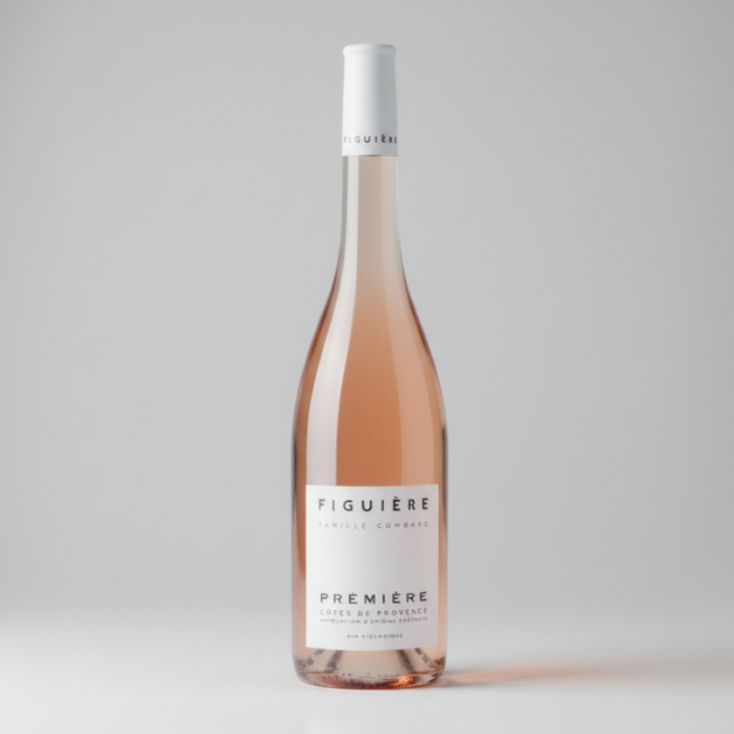 A bottle of Figuiere Premiere Rose with a white background