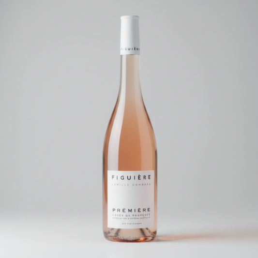 A bottle of Figuiere Premiere Rose with a white background