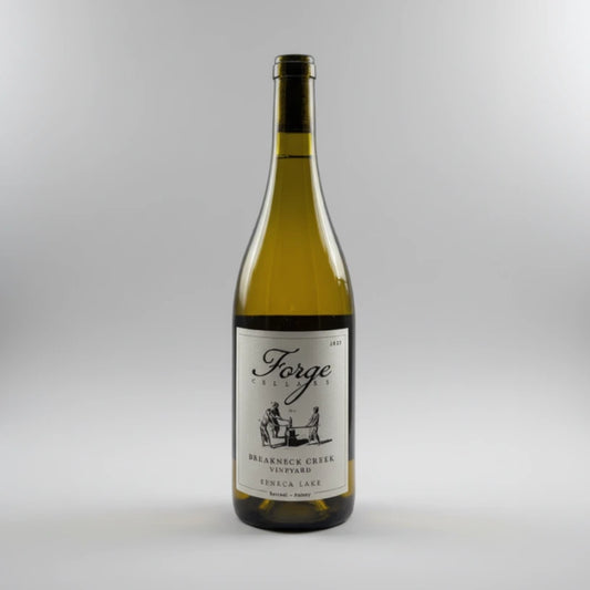 Wine bottle with 'Forge Cellars' label on a white background